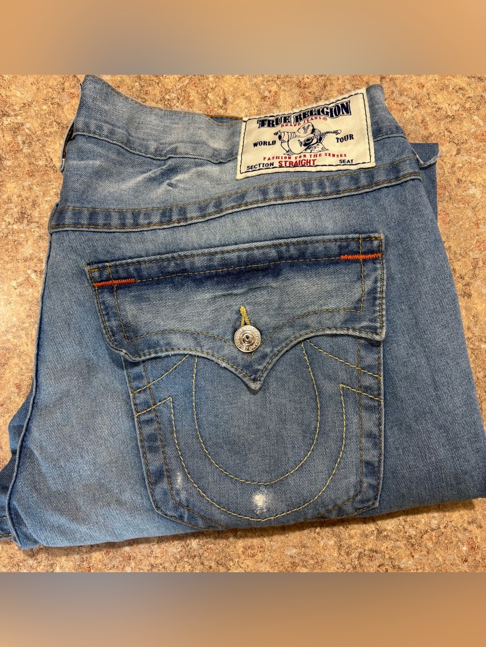 True Religion Men’s Straight Light Wash Denim Jeans